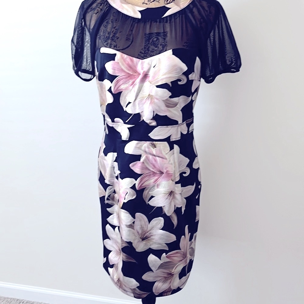 NWOT Blue flowered dress size 12p